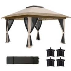 OutSunny 3.6 x 3.6m Pop Up Gazebo Shelter with Netting and Wheeled Bag