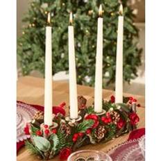 Dibor Roses Four Dinner Centrepiece Christmas Decoration Tealight 35cm - Red Candle Holder
