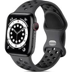 Grey Black Strap For Apple Watch Correa Silicone Sports Bracelet Iwatch 8 SE 7 6 5 Ultra
