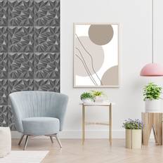 NOVECRAFTO Matte Grey Silver Set of 6 3D Panels 50x50cm Wall Decor