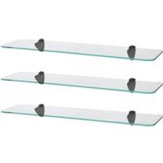 Black Over the Toilet- & Bathroom Storage Harbour Housewares Rounded Floating Glass Bathroom Shelves 60cm Pack of 3