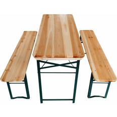 Green Picnic Tables HYGRAD 3pc Folding Wooden Picnic Table & Bench Set - Green
