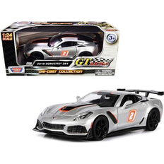 Scale Models & Model Kits Motormax Chevrolet Corvette ZR1 #2 Silver with Black and Orange Stripes GT Racing Series 1/24 Diecast Model Car