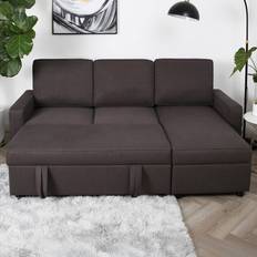 Home Garden Direct Selene 3 Seater Dark Grey Linen Corner Bed 2.1m Sofa