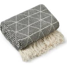 Cotton Blankets on sale New Edge Blinds Geo Diamond Collection Recycled Cotton Throw 178cm x 254cm Blankets Black