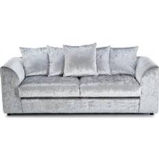 Silver crushed velvet sofa Furnishings For Less UK Crystal Crushed Velvet 3 Seater Scatter Back Curved Arm Silver One Size Sofa