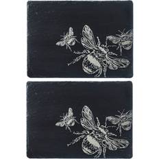 Black Place Mats Set Of 2 Bee Slate Placemats 2 Pack Place Mat Grey, Black