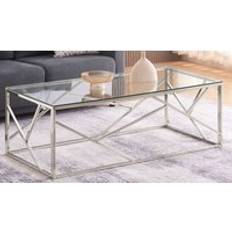 Rectangular glass coffee table Comfy Living Metal And Glass Rectangular 1 Pack Coffee Table