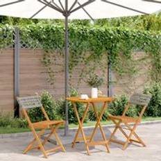 Rattan Bistro Sets Berkfield Home 3 Piece Grey Poly Rattan and Solid Wood One Size Bistro Set