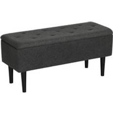 Homcom Grey Storage Benches Homcom 15 Inch Ottoman Box with 47L Storage Capacity Storage Bench