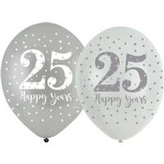 Silver Latex Balloons Amscan 25th Happy Years Latex Balloon Pack of 6
