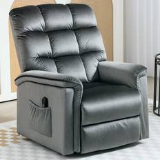 Armchairs Homcom Dark Grey Velvet Electric Power Lift Recliner 48 x 56 x 77 cm Armchair
