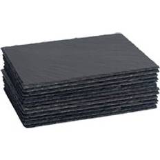 Argon Tableware Rectangle Slate Placemats 30cm x 20cm 12x Natural Stone Place Mat Black