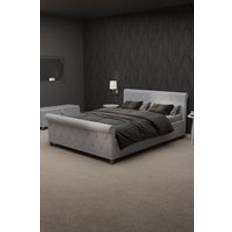 Vittorio King Size Bed Frame Crushed Velvet Silver Light Grey Velvet