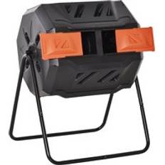Compost Bins OutSunny Garden Compost Bin 160L Dual Tumbler Rotating Orange