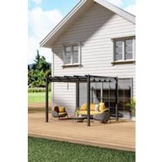 Living and Home Outdoor Aluminum Patio Pergola with Canopy One Size Light Grey