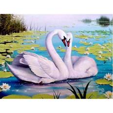 Diamond Paintings on sale Fiyo DIY 5D Diamond Painting Swan Animal Mosaic Full Round Diamond Embroidery Landscape Lake Rhinestone 30 x 40 cm