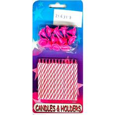 Pink Candles & Accessories Contrast Striped Candles Pack Of 12 Candle