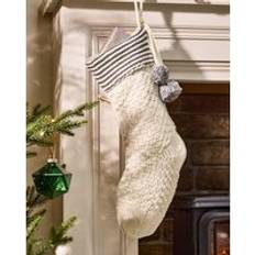White Stockings Dibor Set of 4 White Sparkle Chunky Knit Pom Pom Xmas Gift Decoration 4 Pack Stocking