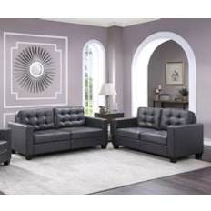 Imperial Button Tuffted Set 3 Seater 2 Seater Grey One Size