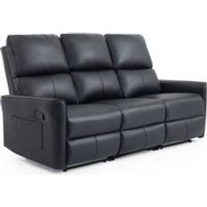 Sofas recliner 3 seater leather More4Homes Madrid 3 Seater Manual Air Leather Recliner Black Sofa