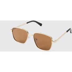 Solglasögon boohooMAN Mens Gold Metal With Brown Lense Aviator Sunglasses