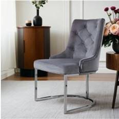 Grey Kitchen Chairs Living and Home Upholstered Tufted Velvet Buttoned Dining One Size Kitchen Chair