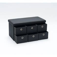 Black Storage Benches Home Source Folding Ottoman 6 Drawer Black Storage Bench