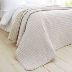 Catherine Lansfield Stripe 220cm x 230cm - Bedspread Beige, Natural