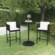 Rattan Outdoor Bar Sets Berkfield Home 3 Piece Garden with Cushions Poly Rattan Black Outdoor Bar Set