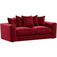 Furnishings For Less UK Brooklyn Plush Velvet Fibre Fabric Scatter Back Red One Size Sofa 3 Seater