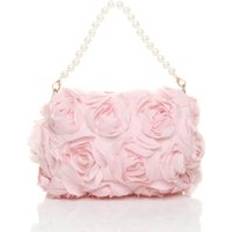 Pink Clutches Flower Rose Ruffle Wedding Evening Clutch Bag - Pink