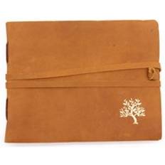 Yellow Paper Leather Sketchbook Golden Tree 18 x 23 cm