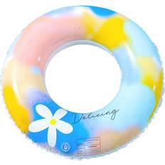 Plastic Swim Ring Dinamr Thickened Inflatable Childrens Fashionable Watercolor Flower Swimming Ring 60