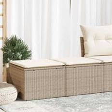 Beige Outdoor Lounge Sets Berkfield Home 2 Piece Garden Sofa with Cushions Beige Poly Rattan Acacia Outdoor Lounge Set