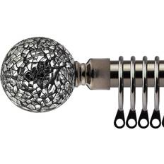 Black Curtain Accessories New Edge Blinds 16-19mm Mirrored Extendable Metal Curtain Pole Set 170cm Black Silk