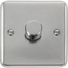 Silver Dimmers SE Home Curved Polished Chrome 1 Gang 2 Way LED 100W Trailing Edge Dimmer Light Switch