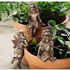 mysmartbuy 3 x Fairy Design Flowerpot Decorations Each 10cm Bronze