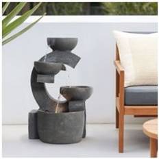 Natural Fountains H&O Direct Cascading C Shaped Rockery Deco Outdoor Water Fountain One Size