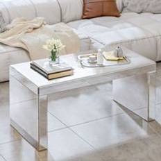 Comfy Living Mirrored Glass Rectangular One Size Coffee Table