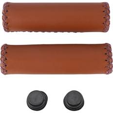 Leather Grips SEM 2x Leather Bicycle Grips Handlebars Cover Brown