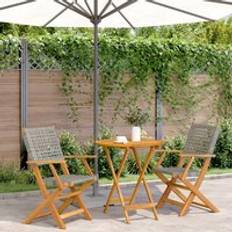 Grey - Rattan Bistro Sets Berkfield Home 3 Piece Grey Poly Rattan and Solid Wood One Size Bistro Set