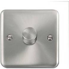 Silver Dimmers SE Home Curved Satin Chrome 1 Gang 2 Way LED 100W Trailing Edge Dimmer Light Switch