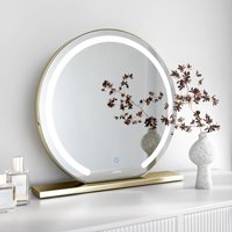 Gold Makeup Mirrors Carme Home Elsie Large Gold Touch Sensor LED Makeup Mirror with Lights - One Size