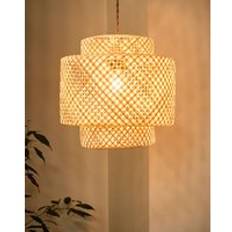 Bamboo Lamp Parts Dibor Bamboo Easy Fit Decor Ceiling H30 x D30 cm Beige Shade