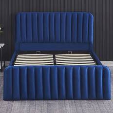 Blue Beds Kosy Koala Big Double Blue Velvet Storage Frame Bed