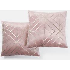 OHS 2 Pack Metallic Geo Covers 45 x 45 cm Blush Rose Cushion Cover Pink, Gold (45x45cm)