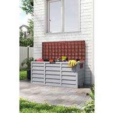 Plastic Deck Boxes H&O Direct Waterproof Plastic Garden Storage Box with Wheels - Brown - One Size