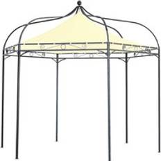 Primrose Harlington Deluxe Steel Frame Gazebo With Roof Canopy Ivory