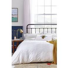Joules Botanical Bee Clipped Chalk Cotton Single Duvet Cover White